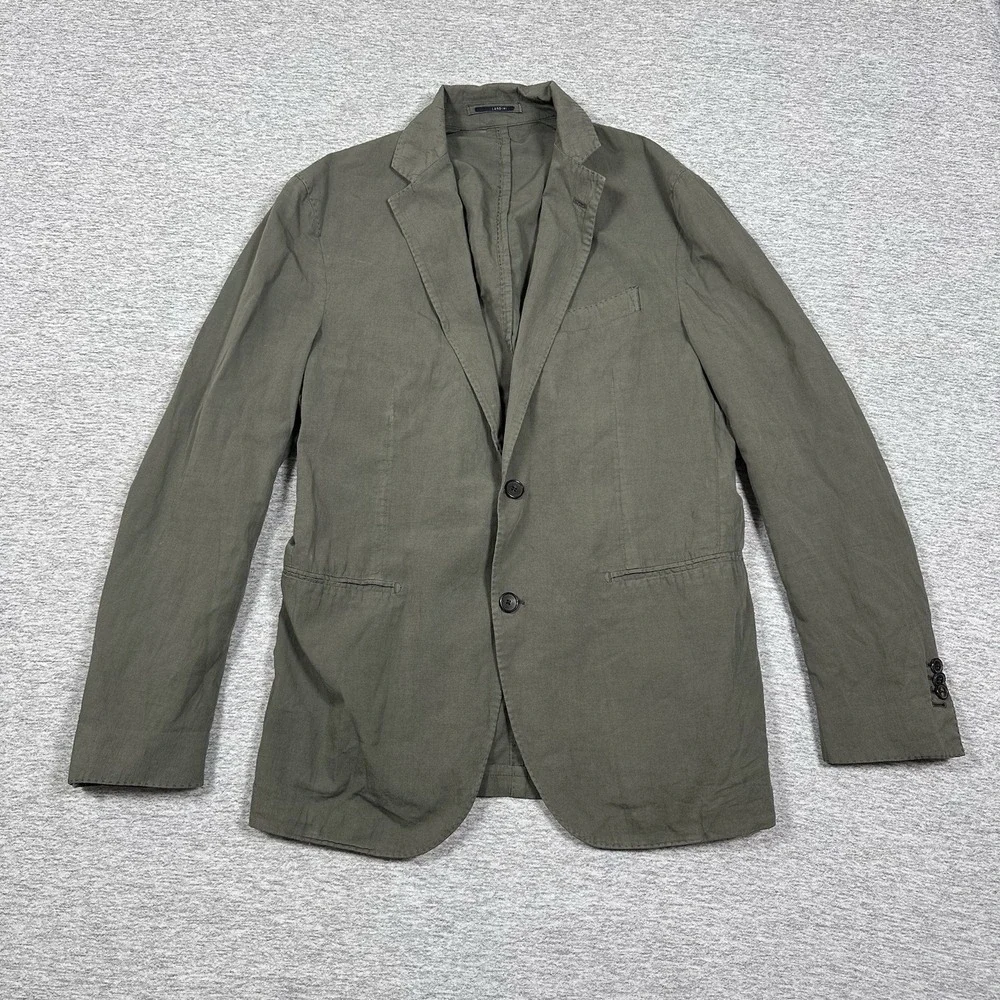Lardini Blazer Mens 42 Green Gray Unstructured Lightweight Cotton Linen Travel